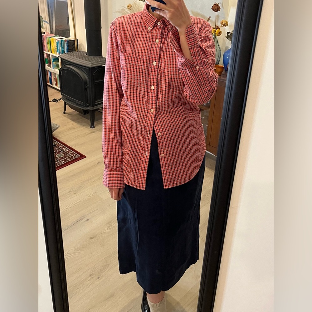 J. Crew Hand Dyed Red Checkered Button-Up Shirt